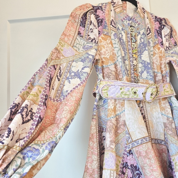 Zimmermann Pastel Patchwork Long Sleeve Dress - Picture 6 of 13